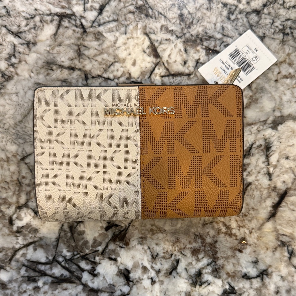 Michael Kors Cream and Tan Logo Wallet